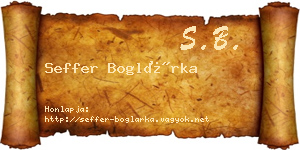 Seffer Boglárka névjegykártya